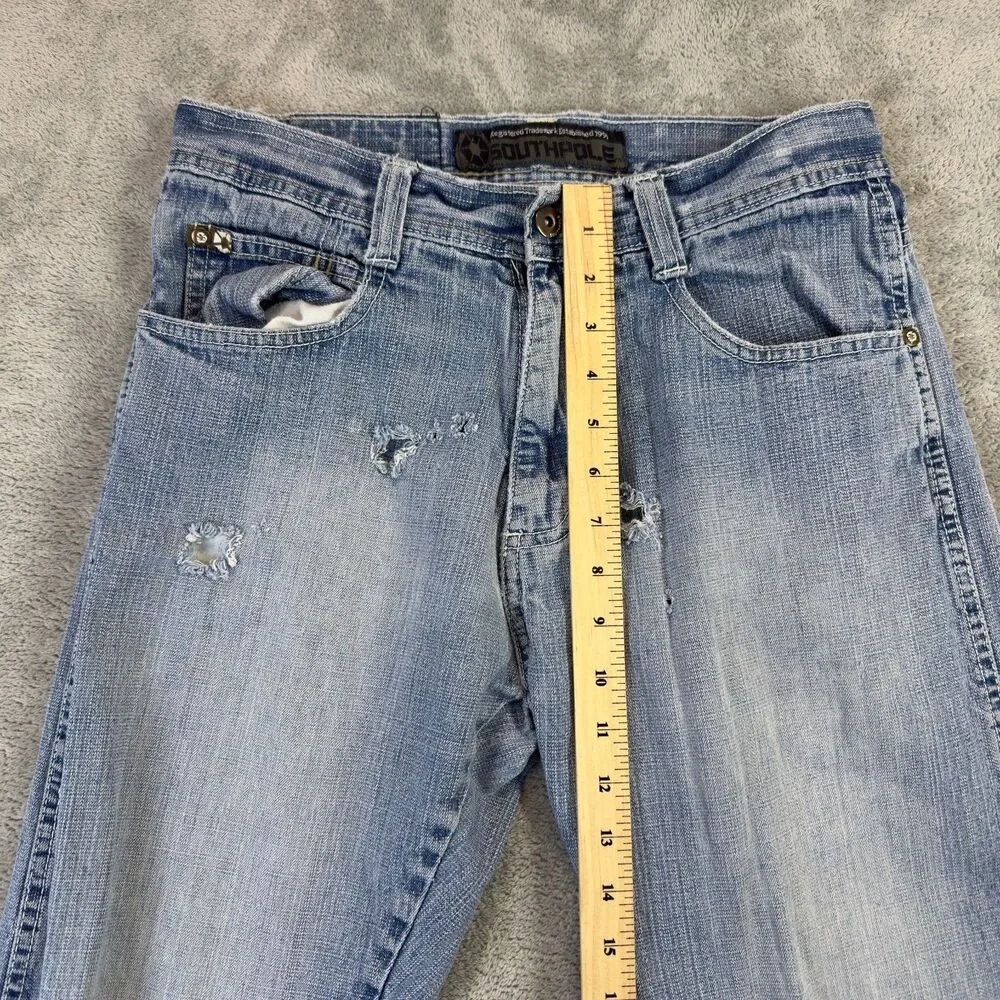 Vintage Southpole Jeans Mens 29x30 Blue Medium Wash Y2K Distressed Skater Cotton